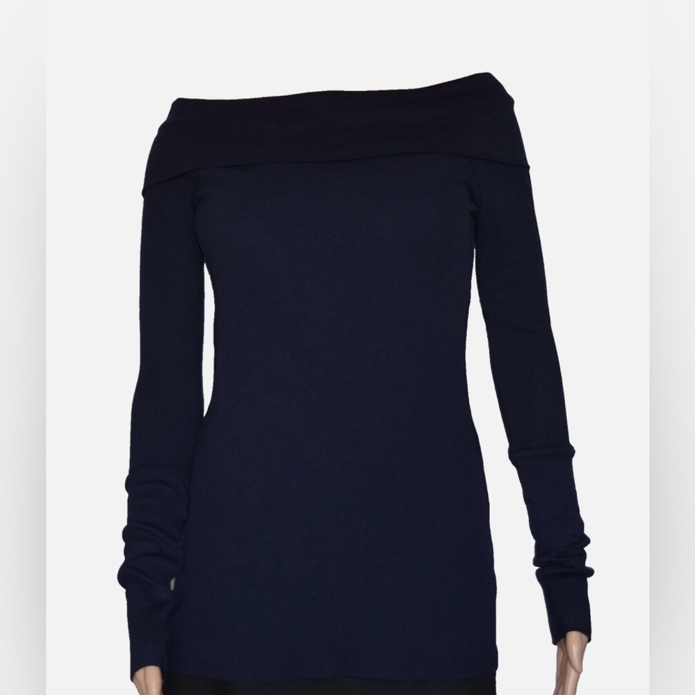 ⚫️BOBI Los Angeles Black Off The Shoulder Stretch Thermal Top Women’s Size S
